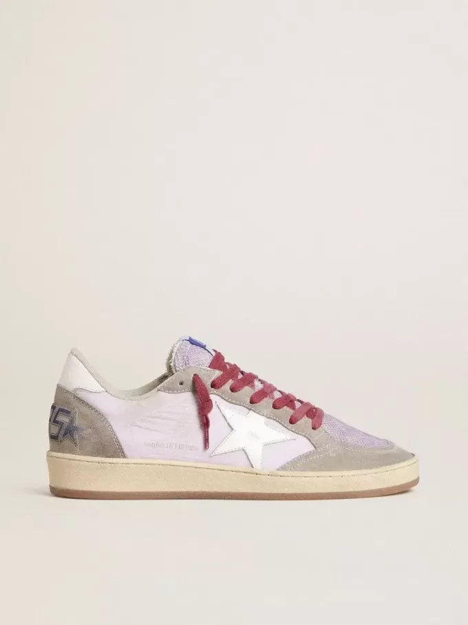 Ball Star LTD voor dames in lila nylon met witte leren ster en suède inzetstukken