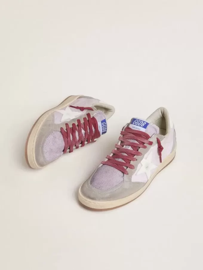 Ball Star LTD voor dames in lila nylon met witte leren ster en suède inzetstukken