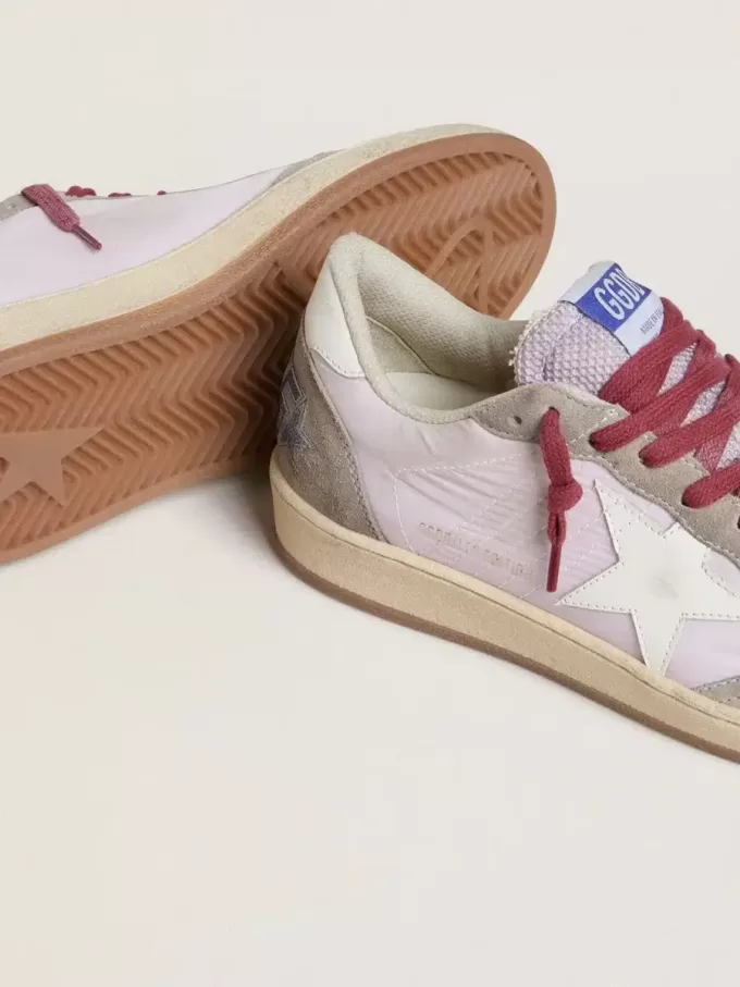 Ball Star LTD voor dames in lila nylon met witte leren ster en suède inzetstukken