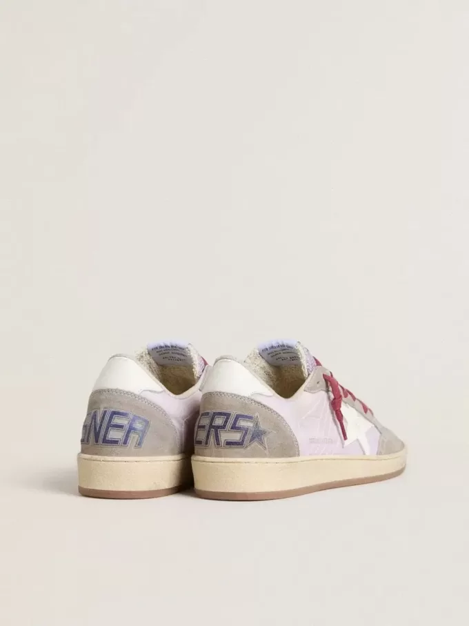 Ball Star LTD voor dames in lila nylon met witte leren ster en suède inzetstukken