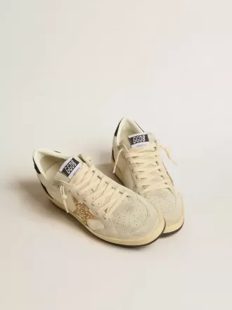 Ball Star LTD voor dames in nappa en suède met glitterster en zwarte hielband
