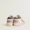 Ball Star LTD voor dames in nappa met platina folie-leren ster en bordeauxrode nubuckleren hiellip.