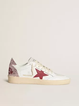 Ball Star LTD voor dames met rode leren ster en roze glitter hielbandje