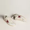 Ball Star LTD voor dames met rode leren ster en roze glitter hielbandje