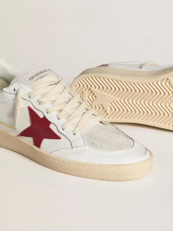 Ball Star LTD voor dames met rode leren ster en roze glitter hielbandje