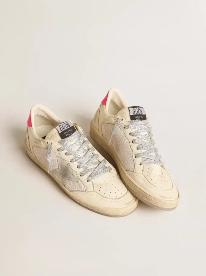 Ball Star LTD voor dames van nappaleer en mesh met suède ster en leren hielstuk
