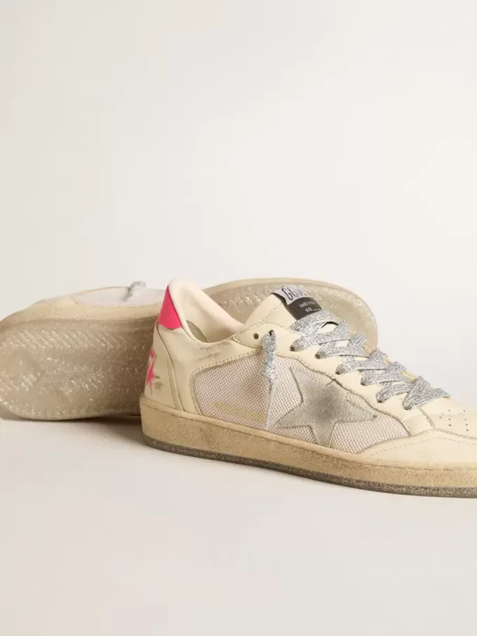 Ball Star LTD voor dames van nappaleer en mesh met suède ster en leren hielstuk