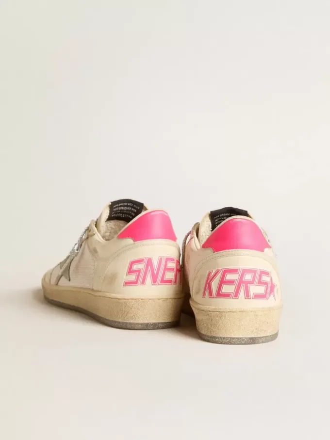 Ball Star LTD voor dames van nappaleer en mesh met suède ster en leren hielstuk