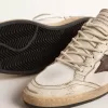 Ball Star LTD voor heren in ecru leer en wit mesh met bruine ster