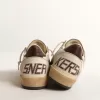 Ball Star LTD voor heren in ecru leer en wit mesh met bruine ster