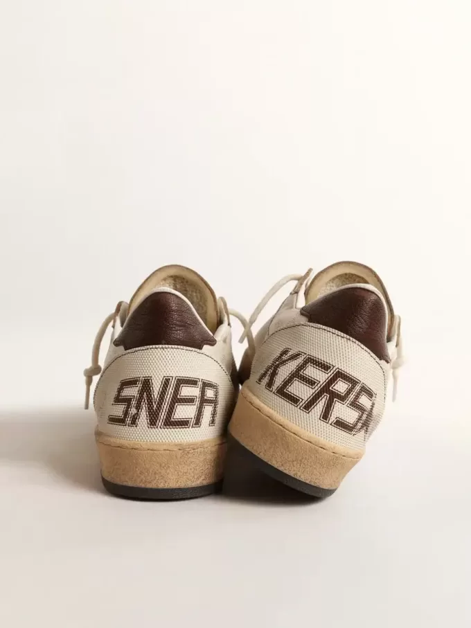 Ball Star LTD voor heren in ecru leer en wit mesh met bruine ster