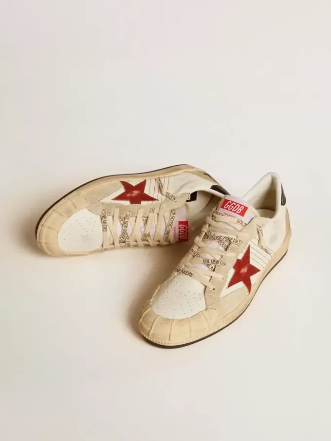 Ball Star LTD voor heren van nappaleer met rode leren ster en leren hielstuk