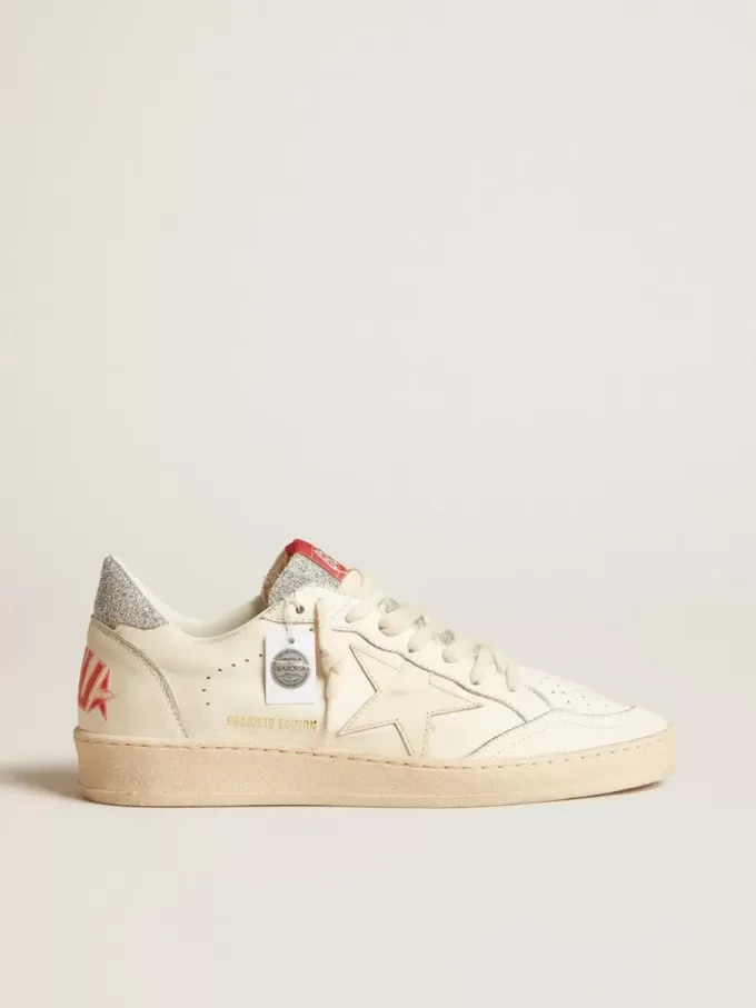 Ball Star LTD voor heren van nappaleer met witte ster en Swarovski-kristallen hielstuk
