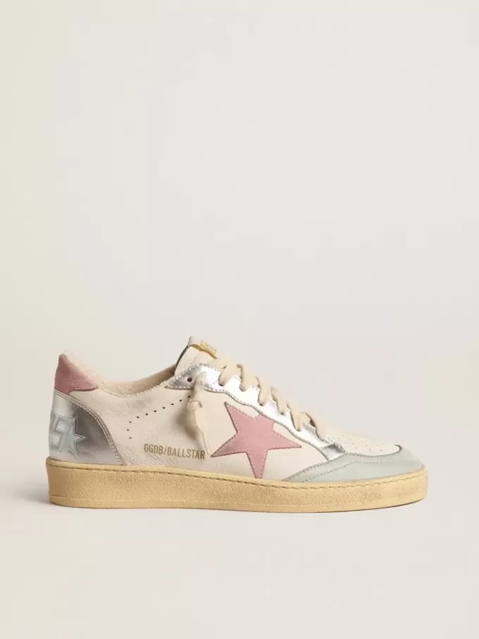 Ball Star met roze suède ster en metallic leren inzetstukken