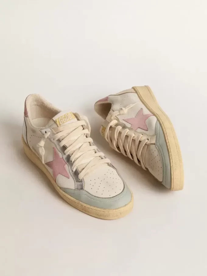 Ball Star met roze suède ster en metallic leren inzetstukken
