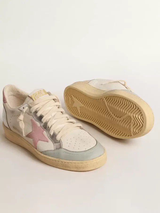 Ball Star met roze suède ster en metallic leren inzetstukken