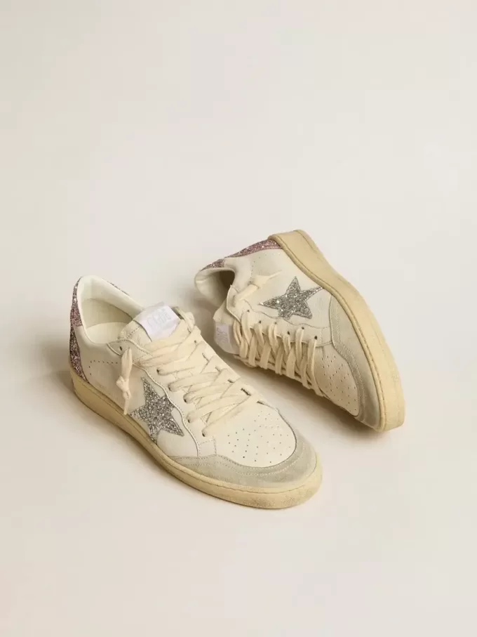 Ball Star met zilveren glitterster en roze glitter hielstuk