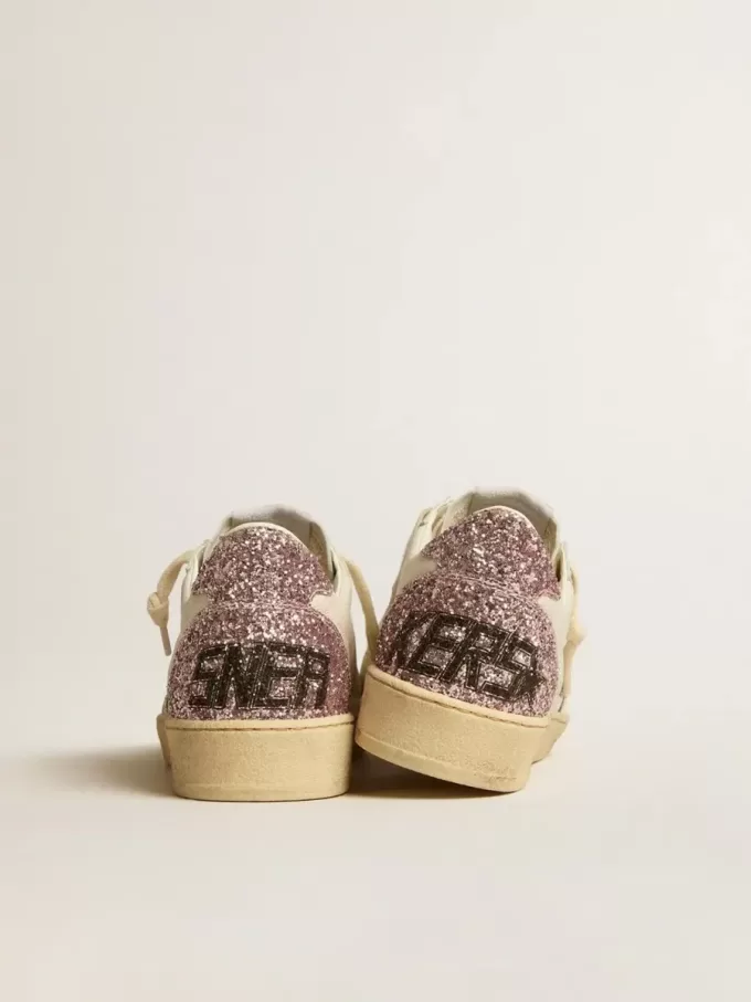 Ball Star met zilveren glitterster en roze glitter hielstuk
