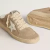 Ball Star Sabot voor dames in beige suède met witte leren ster