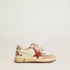 Ball Star Teen in nappa en suède met rode ster en rood geborduurd hart