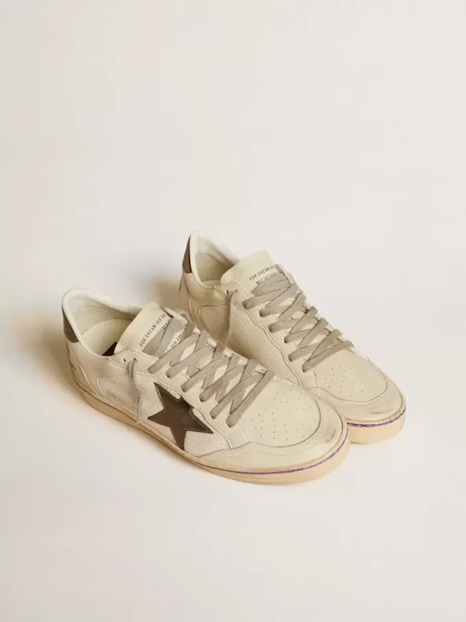 Ball Star van mesh en leer met metallic leren ster en hielstuk