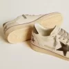 Ball Star van mesh en leer met metallic leren ster en hielstuk