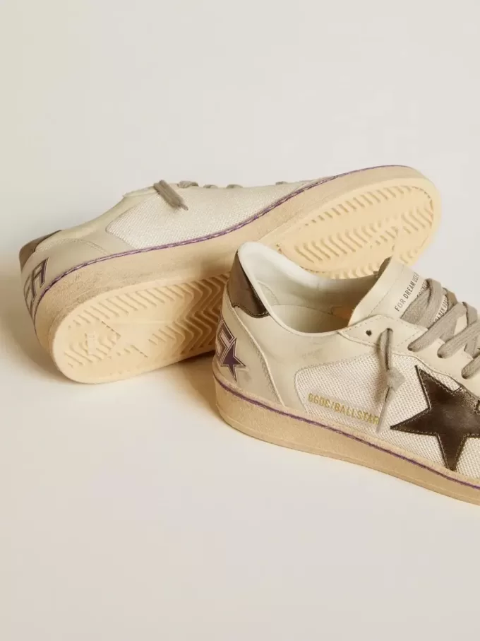 Ball Star van mesh en leer met metallic leren ster en hielstuk