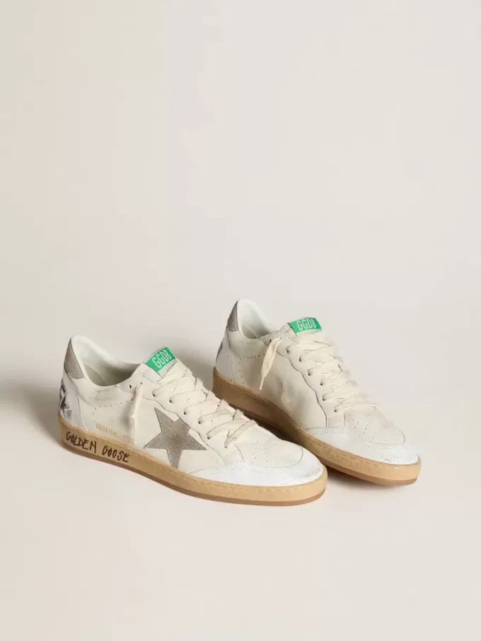 Ball Star van nappaleer met grijze nubuck ster en hielstuk