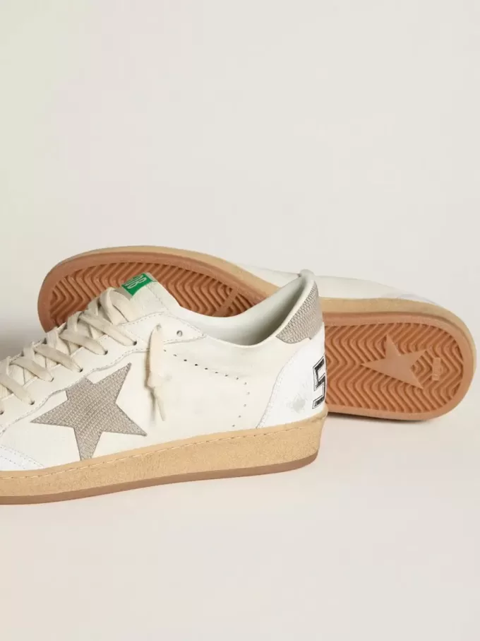 Ball Star van nappaleer met grijze nubuck ster en hielstuk