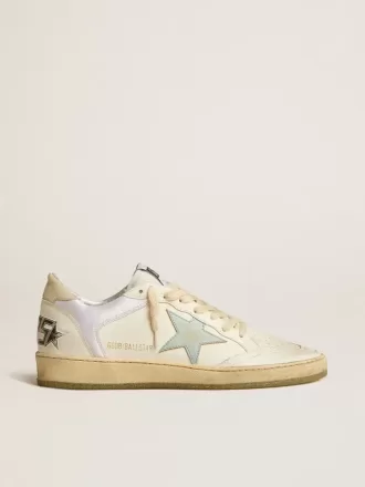 Ball Star van nylon en leer met roze en lichtblauwe ster en beige hielstuk