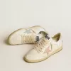 Ball Star van nylon en leer met roze en lichtblauwe ster en beige hielstuk