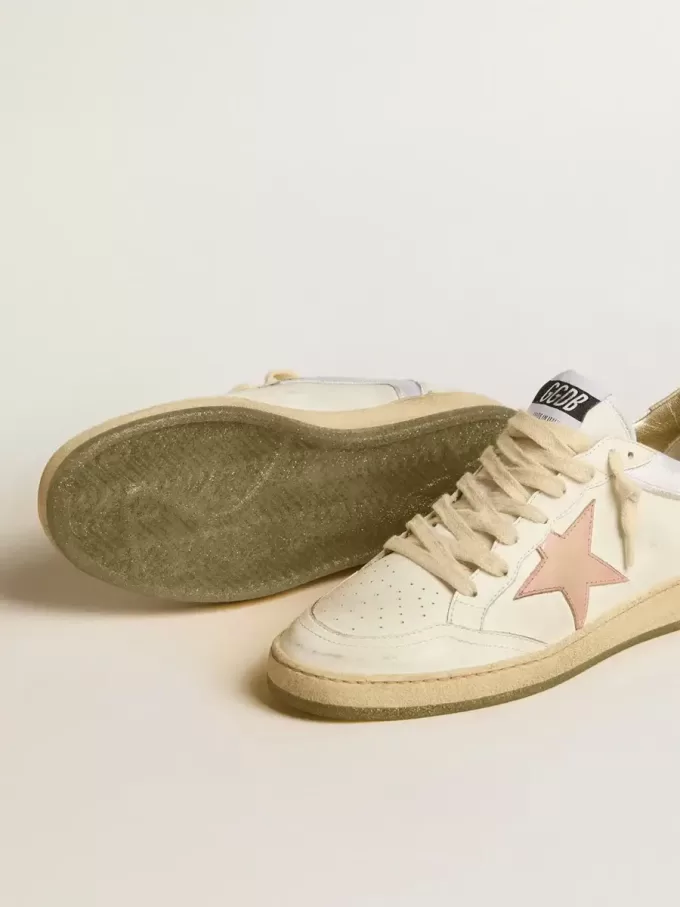 Ball Star van nylon en leer met roze en lichtblauwe ster en beige hielstuk