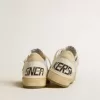Ball Star van nylon en leer met roze en lichtblauwe ster en beige hielstuk