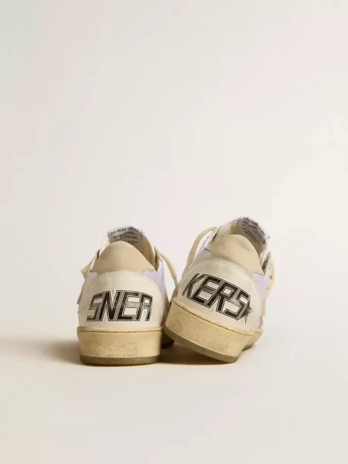 Ball Star van nylon en leer met roze en lichtblauwe ster en beige hielstuk