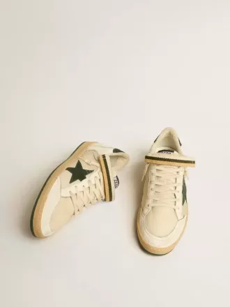 Ball Star van nylon en nappa met groene suède ster en hielstuk