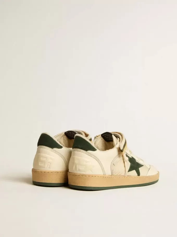 Ball Star van nylon en nappa met groene suède ster en hielstuk