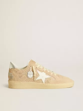 Ball Star van suède en Swarovski-kristallen met leren ster en metalen hielstuk