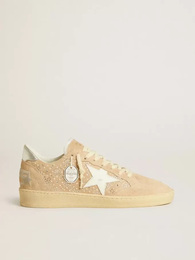 Ball Star van suède en Swarovski-kristallen met leren ster en metalen hielstuk