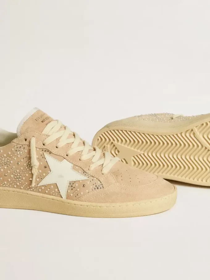 Ball Star van suède en Swarovski-kristallen met leren ster en metalen hielstuk