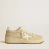 Ball Star voor dames in beige suède met witte leren ster en hielstuk