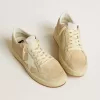 Ball Star voor dames in beige suède met witte leren ster en hielstuk