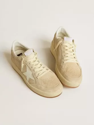 Ball Star voor dames in beige suède met witte leren ster en hielstuk