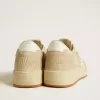 Ball Star voor dames in beige suède met witte leren ster en hielstuk