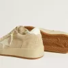 Ball Star voor dames in beige suède met witte leren ster en hielstuk