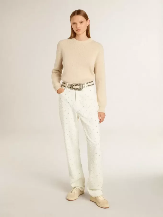 Ball Star voor dames in beige suède met witte leren ster en hielstuk