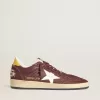 Ball Star voor dames in chocoladebruin nubuck met leren ster en hielstuk