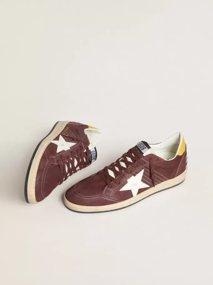 Ball Star voor dames in chocoladebruin nubuck met leren ster en hielstuk