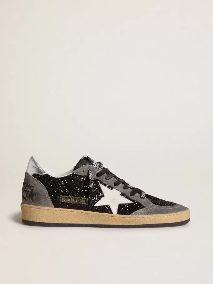 Ball Star voor dames in glitter met leren ster en metallic leren hielstuk