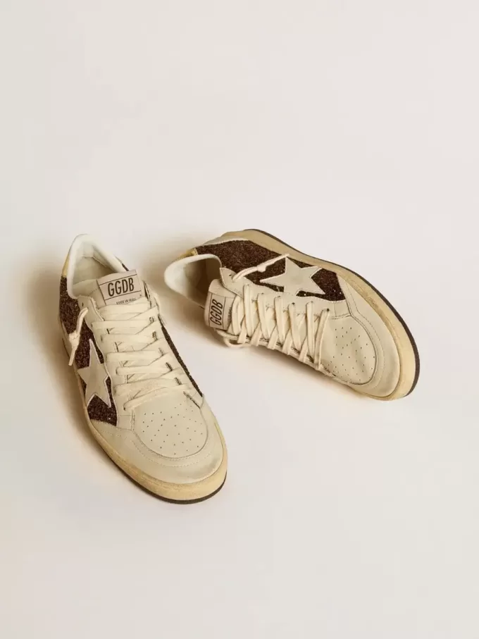 Ball Star voor dames in glitter met leren ster en metallic leren hielstuk