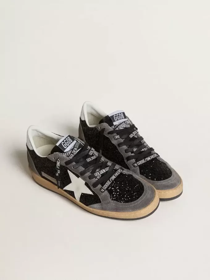 Ball Star voor dames in glitter met leren ster en metallic leren hielstuk
